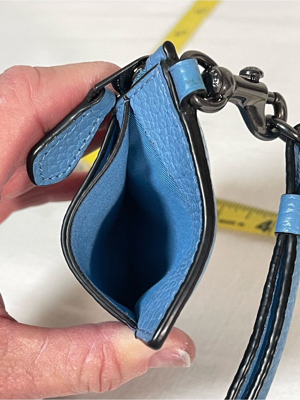 Coach Blue Leather Lanyard Card ID Case with Embossed Logo - Picture 13 of 15